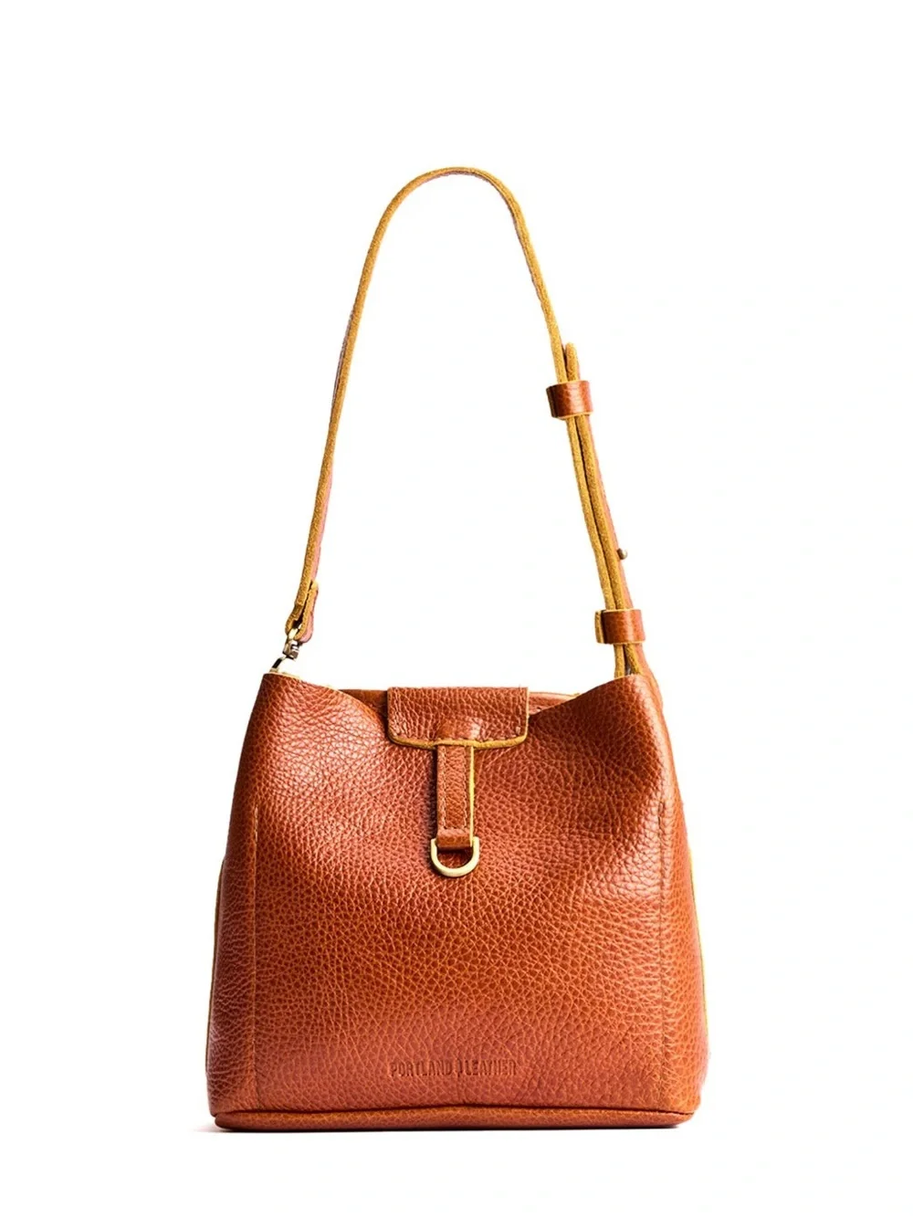 Portland Leather Goods Firefly Small Drawstring Bucket Bag Sienna Brown
